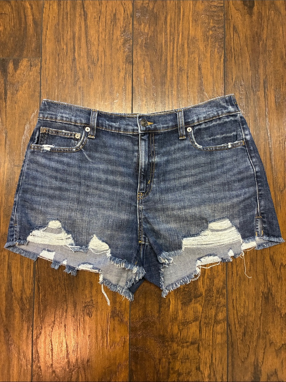 aerie Distressed Blue Denim Cutoff Shorts
